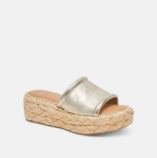 Chavi Gold Metallic Sandals Shoes in 6 at Wrapsody