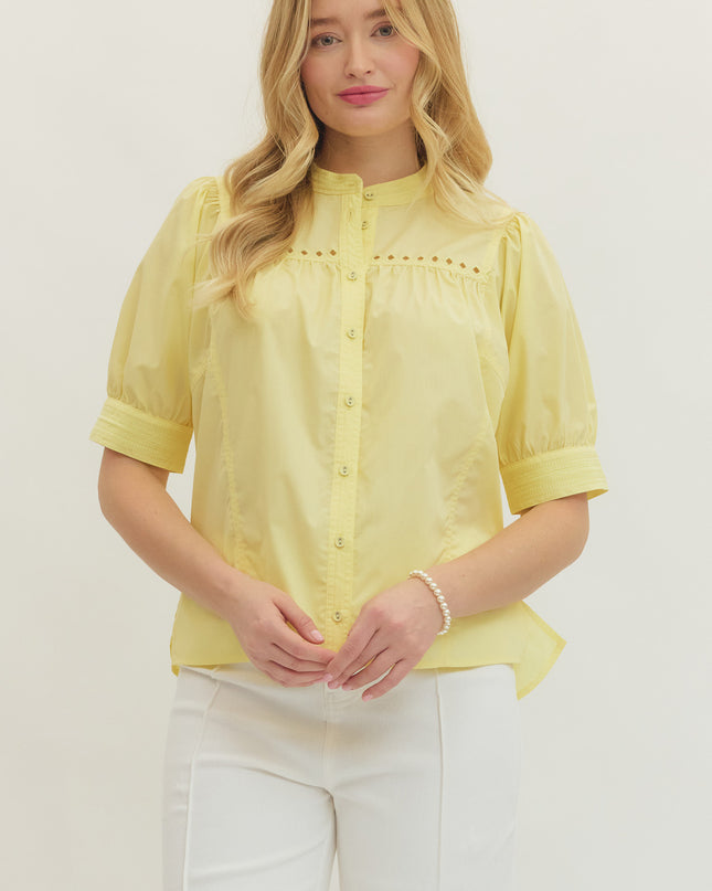 Cheerful and Bright Yellow Blouse Tops in S at Wrapsody