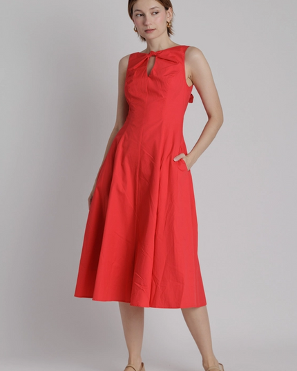 Keyhole Midi Dress in Red Dresses in at Wrapsody