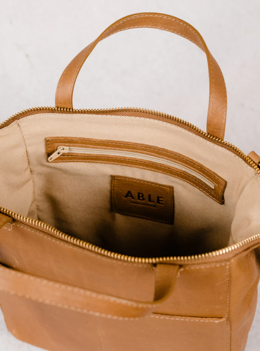 Able Lari Crossbody - Pebbled Whiskey Handbags in  at Wrapsody