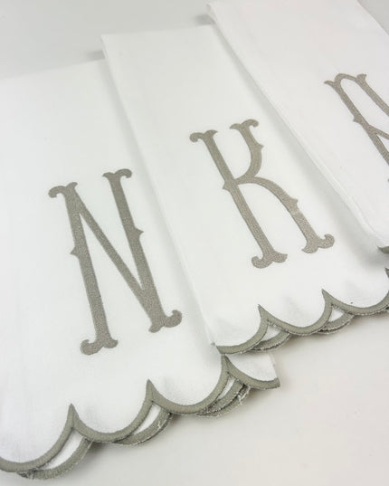 Initial Taupe Scallop Towel Kitchen Towels in at Wrapsody