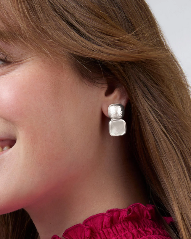 Julie Vos Catalina Clear Crystal Earring in Silver Earrings in at Wrapsody