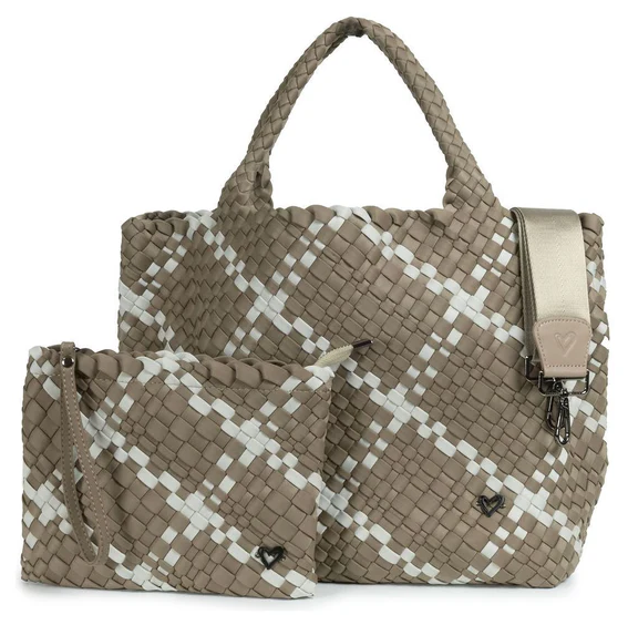 PreneLove London Large Woven - Buff & Grey Totes in  at Wrapsody