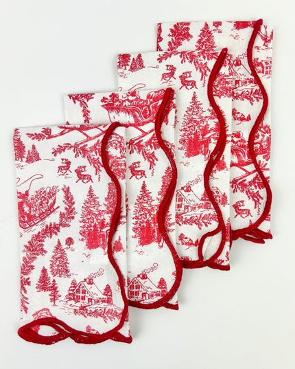 Red Toile Dinner Napkin Set Napkins in  at Wrapsody