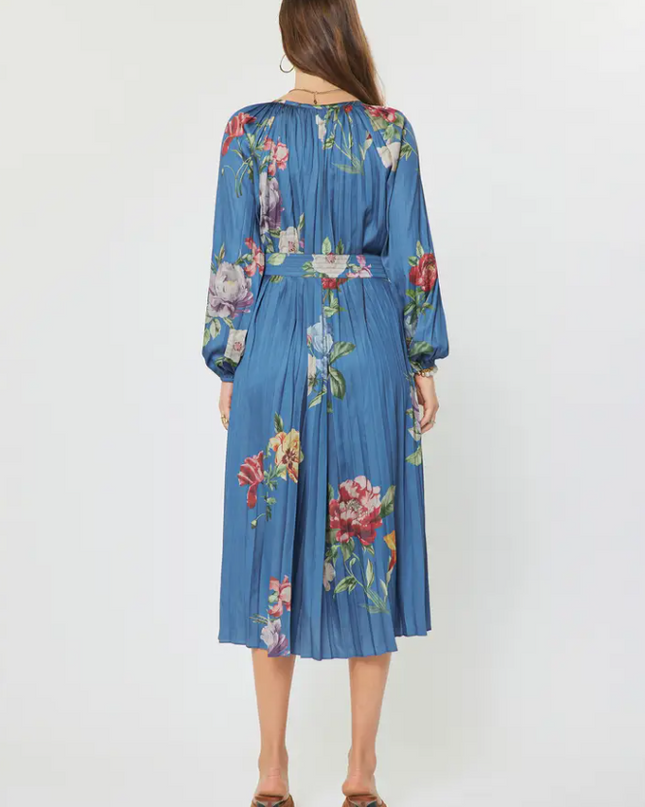 Floral Print Pleated Midi Dress Dresses in at Wrapsody