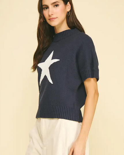 Navy Star Sweater Tops in at Wrapsody
