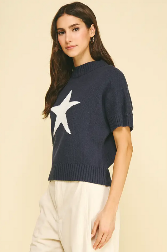Navy Star Sweater Tops in at Wrapsody