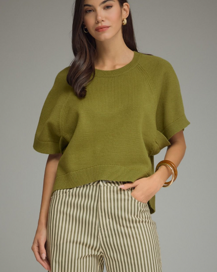 Ribbed Wide Sleeve Olive Sweater