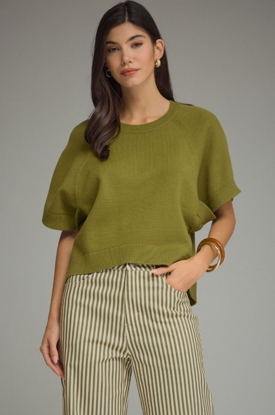 Ribbed Wide Sleeve Olive Sweater