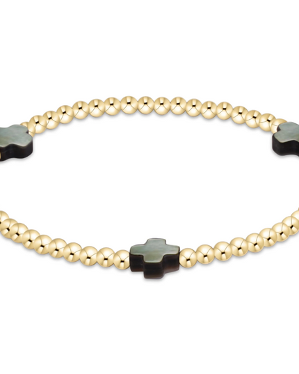 Enewton Signature Cross 3mm Bracelet Mother of Pearl Black Tahitian Bracelets in at Wrapsody