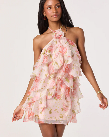 Ofra Floral Blush Mini Dress Dresses in XS at Wrapsody