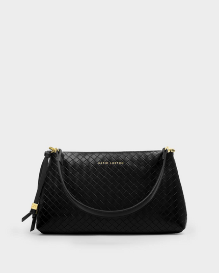 Nova Small Shoulder Bag in Woven Black