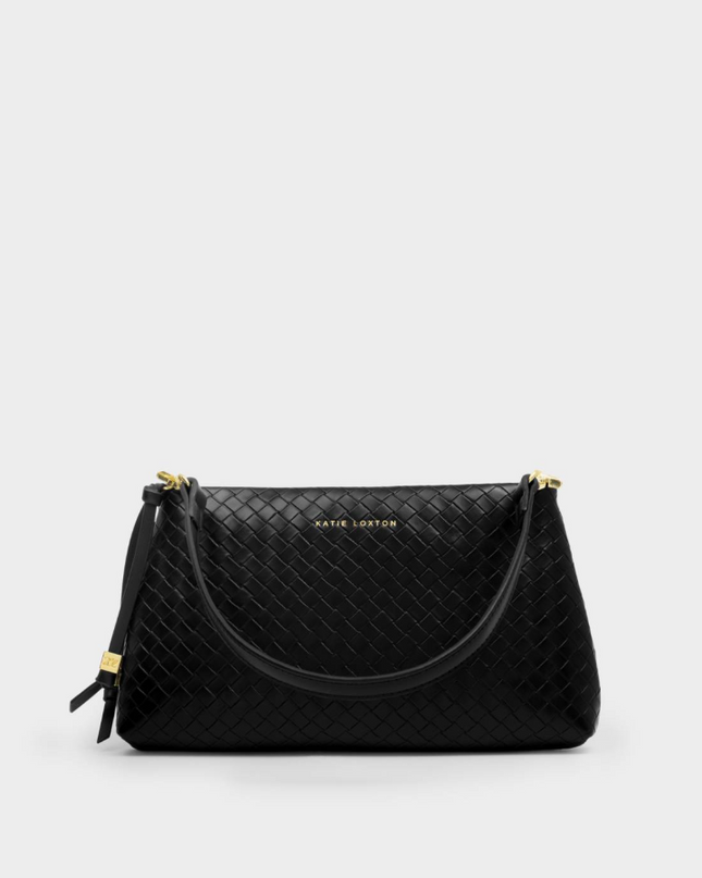 Nova Small Shoulder Bag in Woven Black Handbags in at Wrapsody