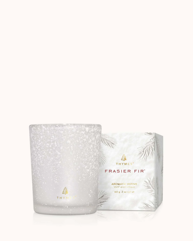 Frasier Fir Flocked Votive Candles in  at Wrapsody