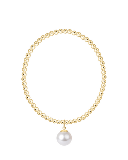 Extends Classic Gold 3mm Bracelet with 10mm Pearl Charm
