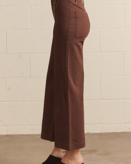 Wide Leg Front Seam Brown Pants
