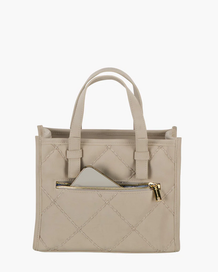 Oiver Thomas Heavy Stitch Box Tote Faux Suede/Light Grey Totes in at Wrapsody