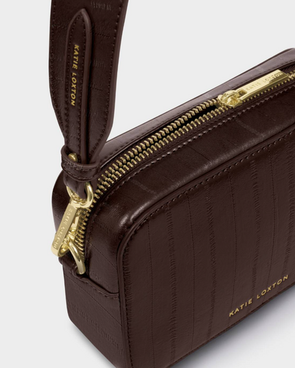 Avery Small Crossbody Bag in Chocolate Eel