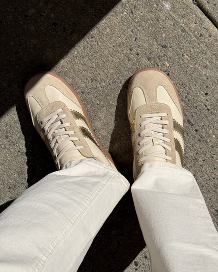 Merit Leather White/Gold Sneakers Shoes in at Wrapsody