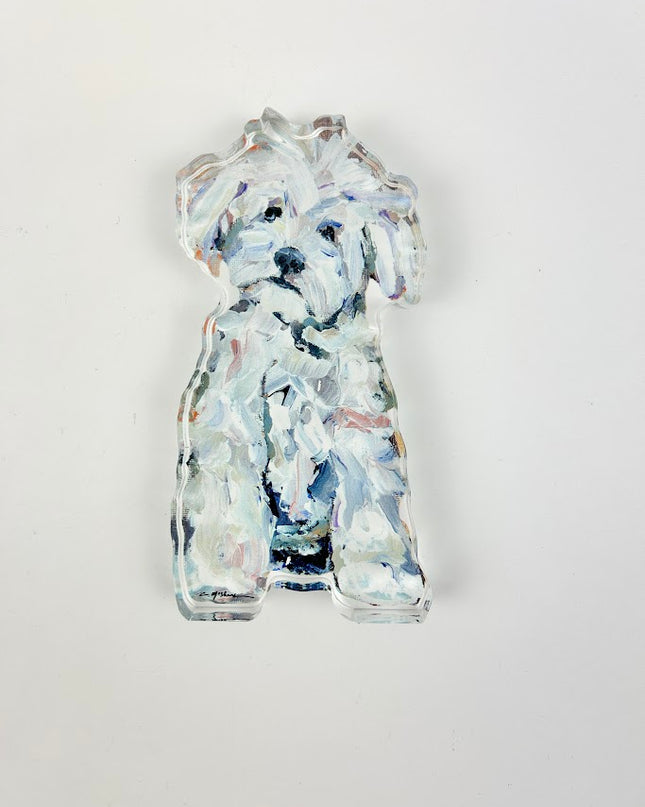 White Maltipoo Acrylic Block Home Decor in  at Wrapsody