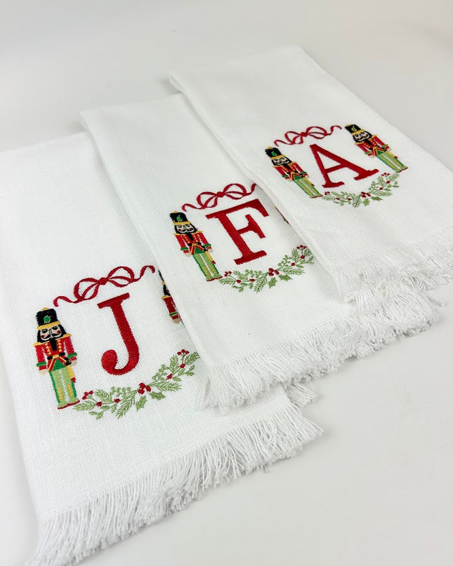 Nutcracker Red Bow Initial Kitchen Towel Kitchen Towels in at Wrapsody
