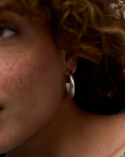 Julie Vos Havana Hoop Medium in Silver Earrings in at Wrapsody