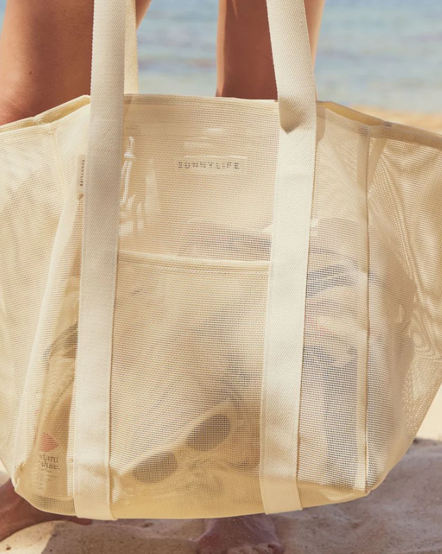 Mesh Oyster Cream Beach Bag