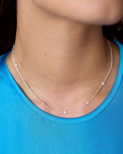 Julie Vos Celeste Delicate Station CZ Necklace in Silver Necklaces in at Wrapsody
