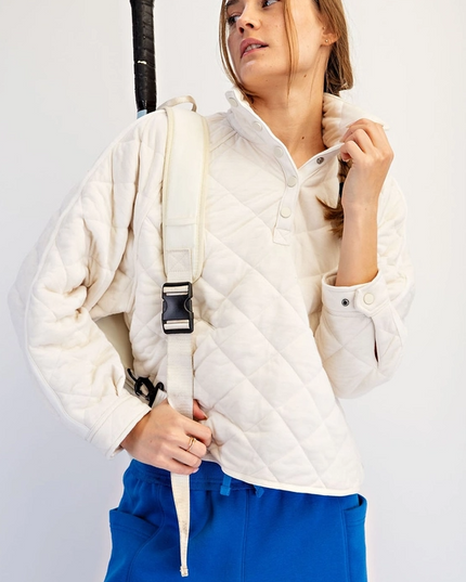 Quilted Bone Snap Button Jacket