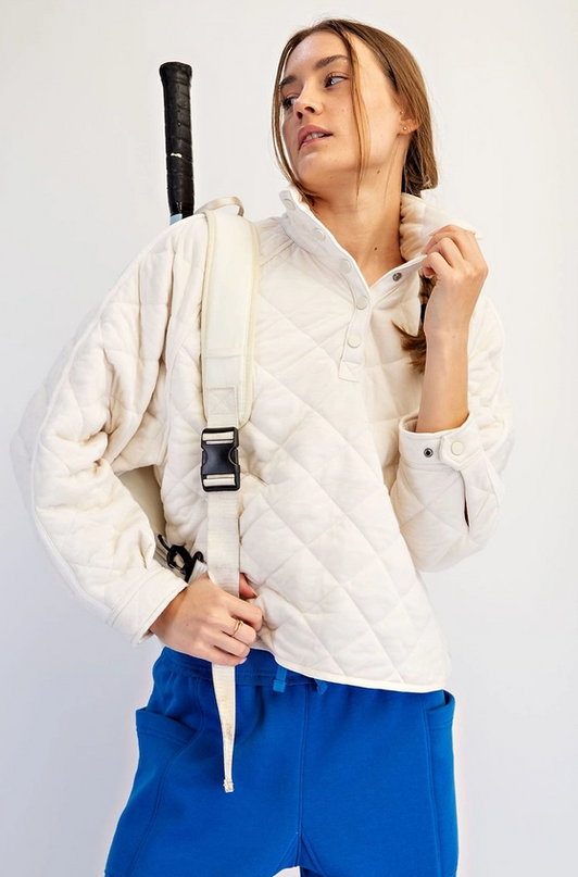 Quilted Bone Snap Button Jacket