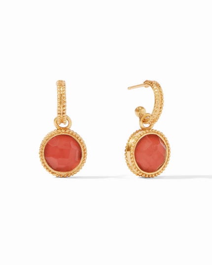 Julie Vos Fleur-de-Lis Hoop & Charm Earring Earrings in Coral at Wrapsody