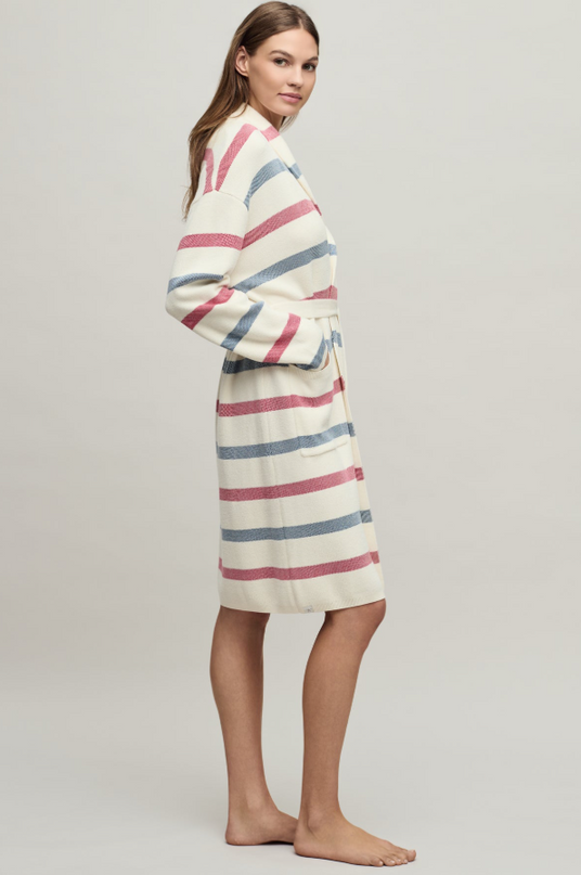 Barefoot Dreams Cotton Stripe Cream Multi Robe