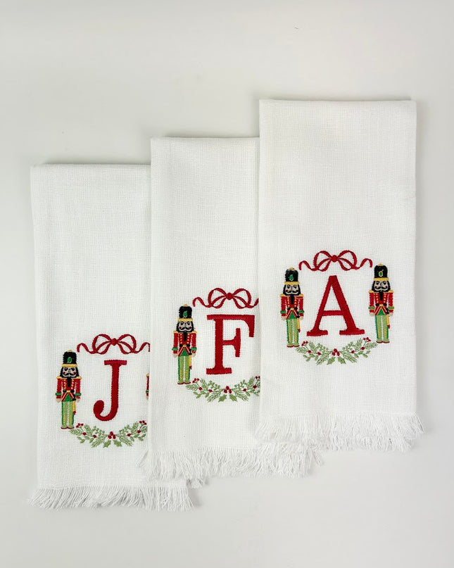 Nutcracker Red Bow Initial Kitchen Towel Kitchen Towels in A at Wrapsody