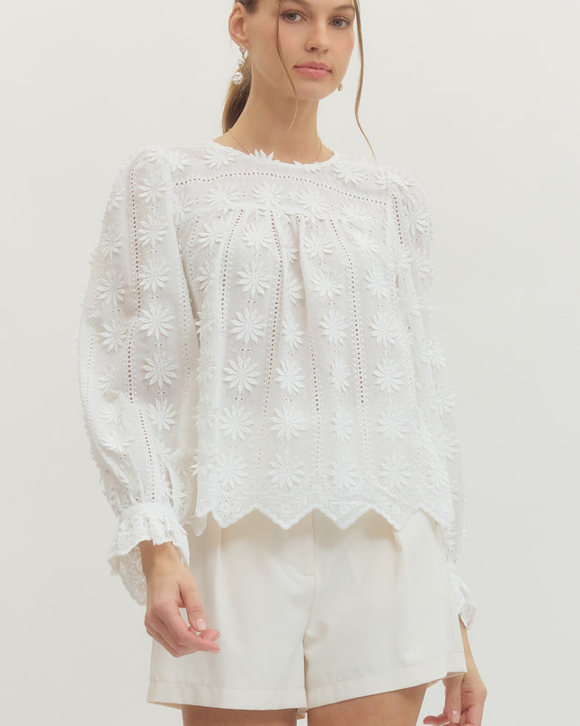 Burst of Flowers White Blouse Tops in S at Wrapsody