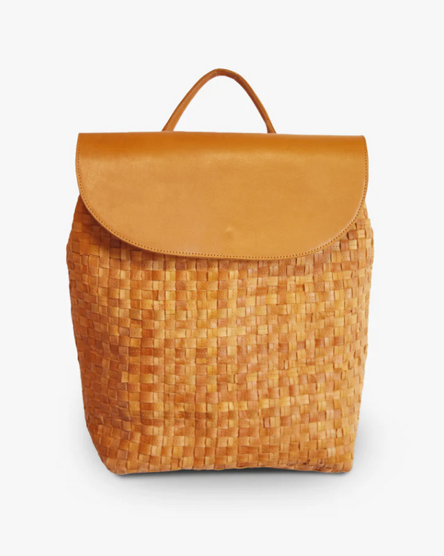 Able Elsa Basketweave Backpack in Cognac Backpacks in  at Wrapsody