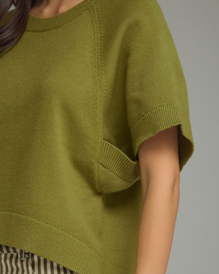 Ribbed Wide Sleeve Olive Sweater