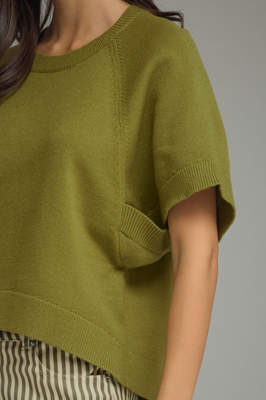 Ribbed Wide Sleeve Olive Sweater