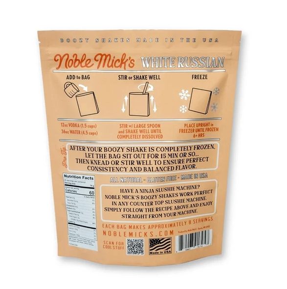 Noble Mick's White Russian Frozen Boozy Milkshake Mix