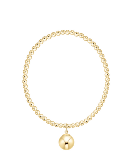 Extends Classic Gold 3mm Bracelet with 10mm Gold Charm