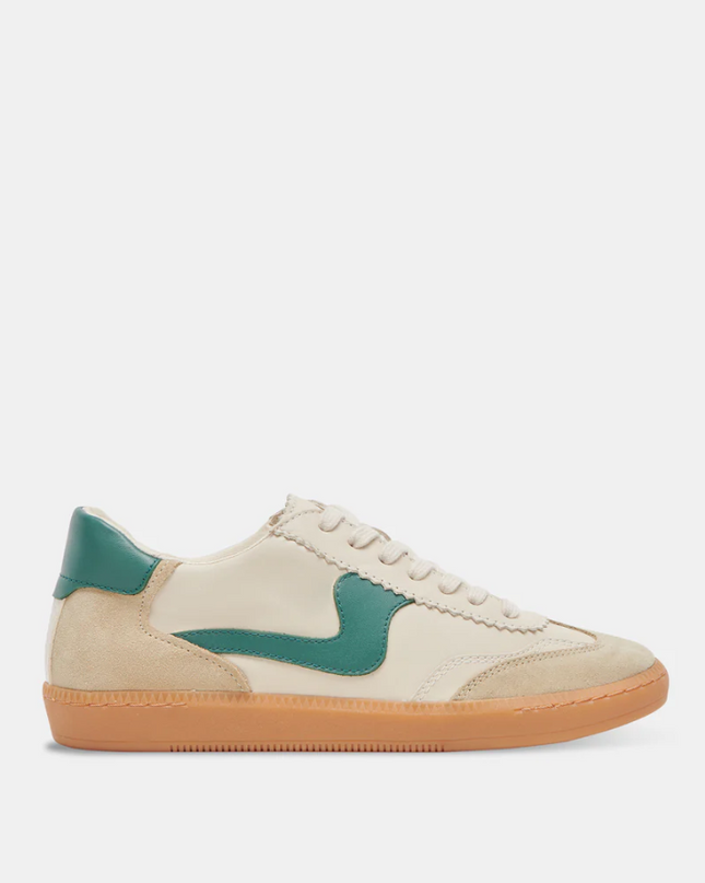 Notice Sneakers in White and Green Leather Shoes in 6 at Wrapsody
