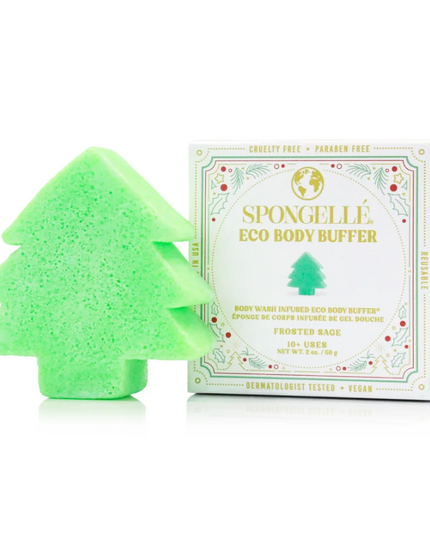 Spongelle Holiday Tree Sponge Frosted Sage Bath & Body in at Wrapsody