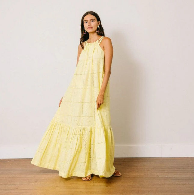 Camilla Eyelet Lemonade Midi/Maxi Dress Dresses in at Wrapsody