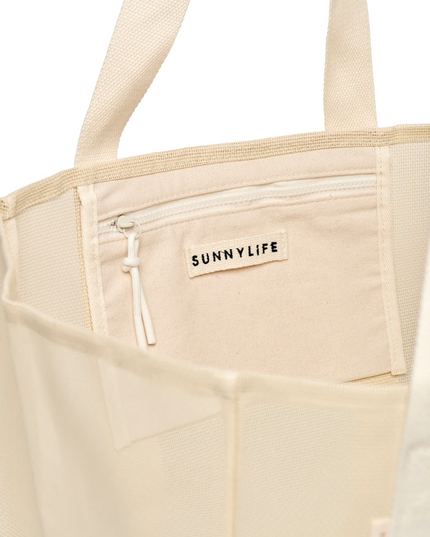 Mesh Oyster Cream Beach Bag