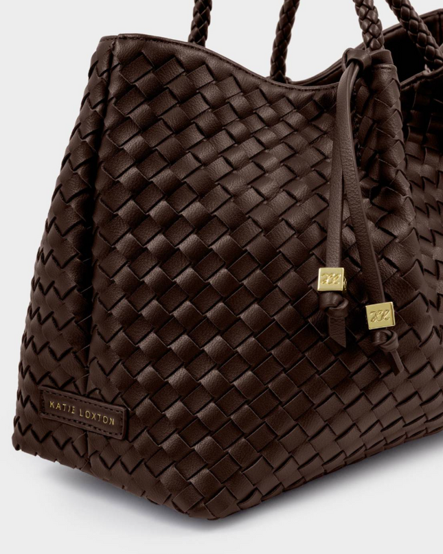 Nova Small Shoulder Tote in Chocolate Handbags in at Wrapsody