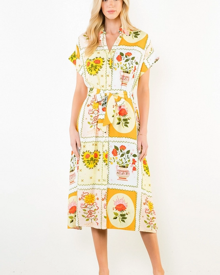 Flowers and Vases Midi Dress