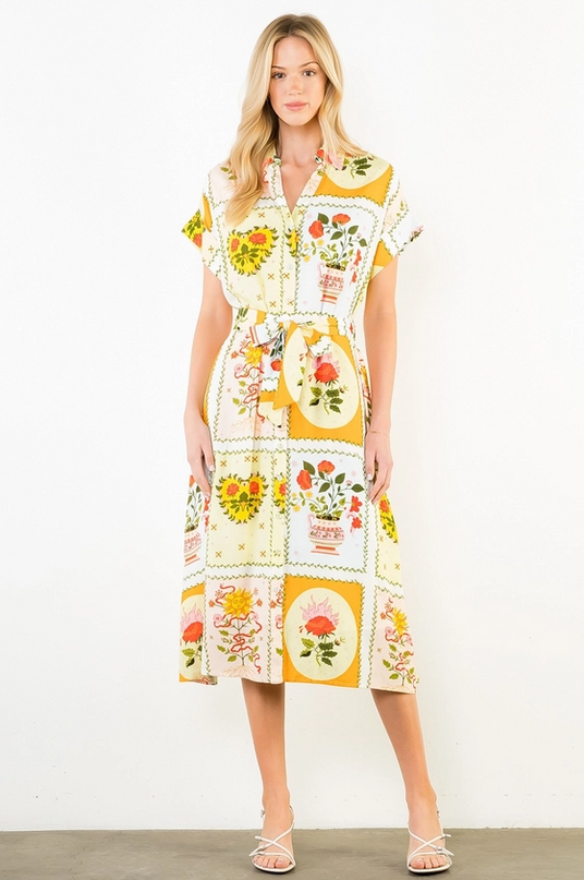 Flowers and Vases Midi Dress