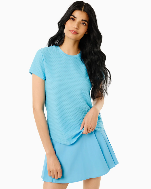 Palmetto Short Sleeve Vintage Blue Top Activewear in S at Wrapsody