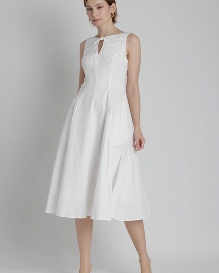 Keyhole Midi Dress in White Dresses in XS at Wrapsody