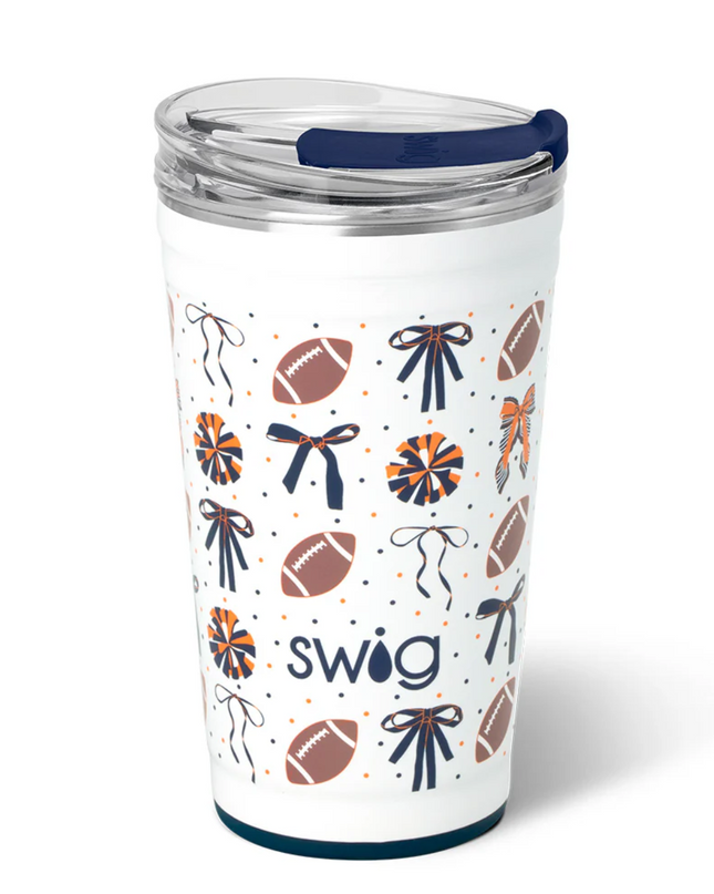 Swig 24oz Party Cup We've Got Spirit Navy/Orange Drinkware in at Wrapsody