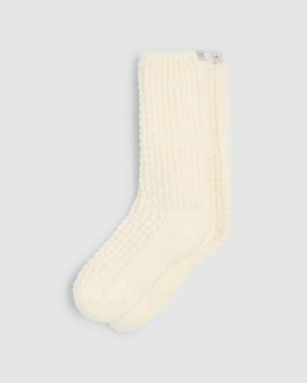 Barefoot Dreams CozyChic Waffle Socks - Pearl Loungewear in at Wrapsody